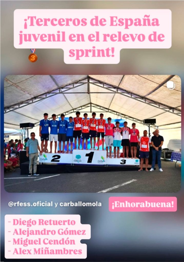 Terceros de España juvenil en el relevo de sprint